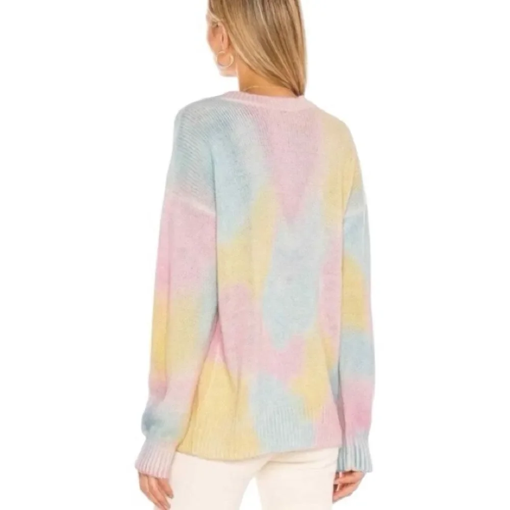 LoveShackFancy Naveen V-Neck Pullover Sweater in Fairy Tale Tie Dye Size XS